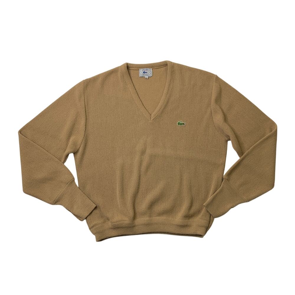 Vintage Izod Lacoste Sweater Mens M Medium Cobblestone Orlon Acrylic Knit V Neck